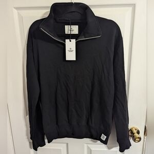 New Reigning Champ Mens Small Pullover Black 1/4 Zip Sweatshirt NWT Classic
